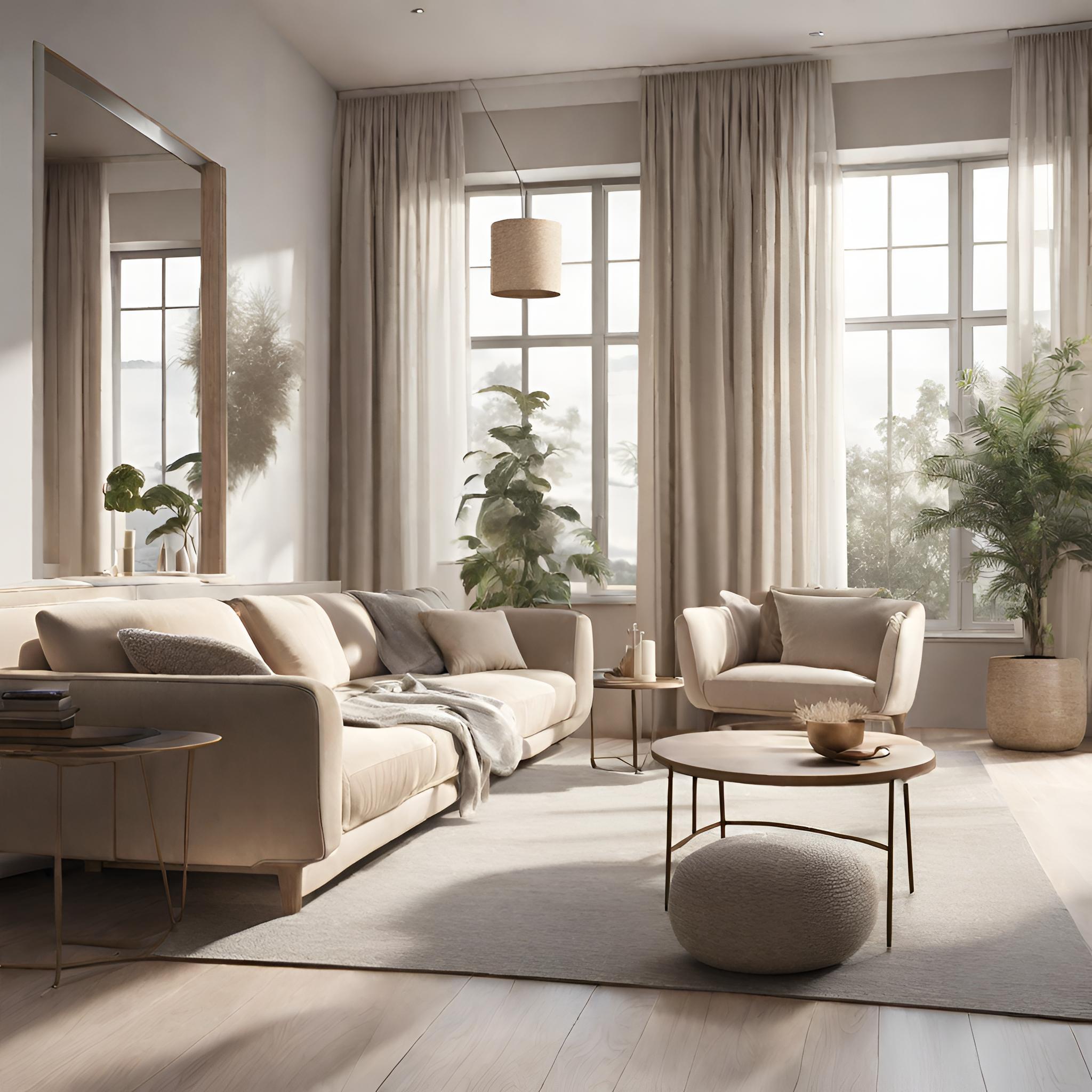 A well-arranged living room with cozy furniture and stylish decor